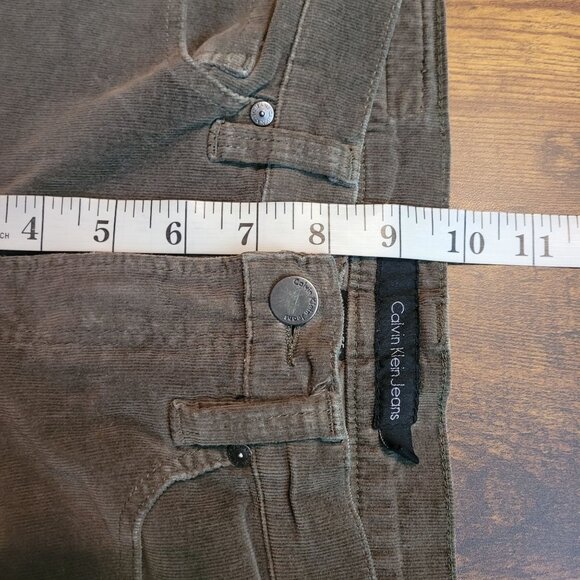 Calvin Klein Jeans Size 6 Corduroy Ultimate Skinny Olive Green Low Rise - Picture 8 of 11